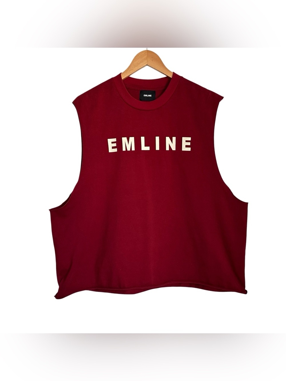 Emline Mens Graphic Muscle Tank Top Sz 3X Burgundy Cotton USA